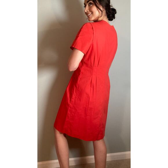 Lafayette 148 Orange Red Cotton Poplin Zip Dress ~ Easy Chic Day Style ~ Sz 10 - Picture 5 of 11